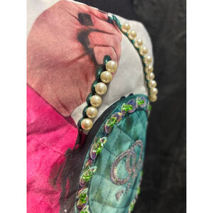 NWT Cyrus Black Paris 3D Paris Graphic T-Shirt w/Pearl Beads Rhinestones Size S